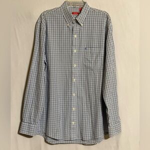 Izod Multicolored Mini Check Button-Down Long Sleeve Shirt Size LT